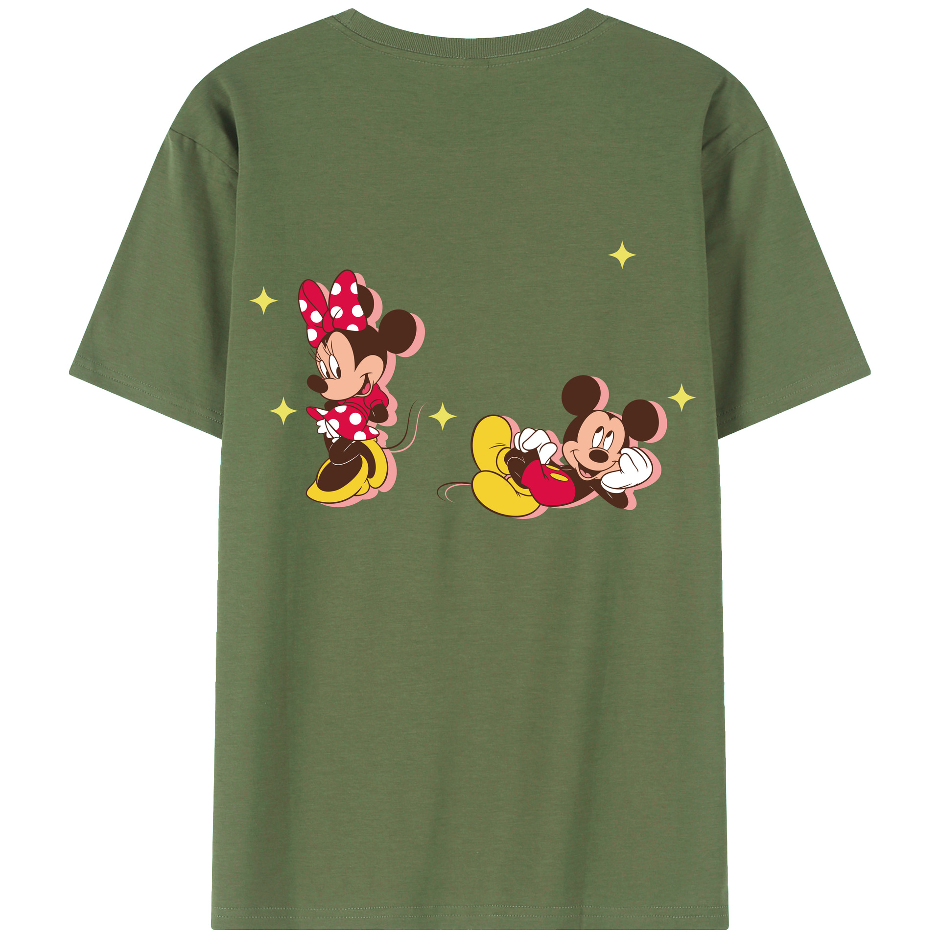 ミッキーマウス Mickey Mouse 綿100％ メンズ半袖Tシャツ（バックプリント） 通気性